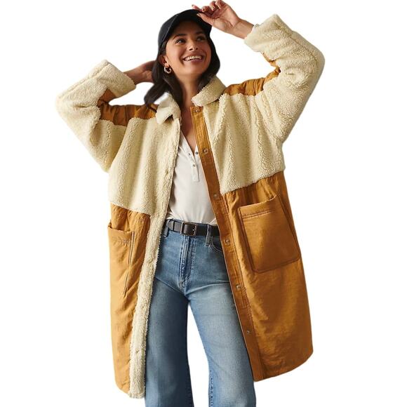 Anthropologie Daily Practice Diamond Sherpa Jacket Size XL